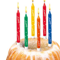 Dortové svíčky Happy Birthday, 10 ks